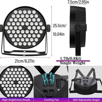 LED Par Lights, 90W 60 LED RGBW 4IN1 Stage Uplights Sound Activated Auto Play by Remote & DMX Control for Events Wedding Church Party DJ Live Show DJ Stage Lighting 2 Pack image 3