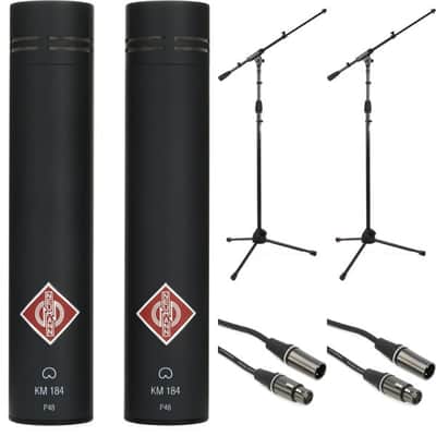 Neumann KM 184 Stereo Set Small-diaphragm Cardioid Microphones with Cables and Stands - Matte Black image 2