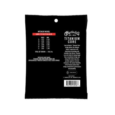 Martin Titanium Core Acoustic Guitar Strings - Light Gauge (.012-.055) image 2
