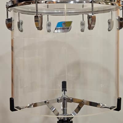 1970s Ludwig Vistalite Clear Concert Tom 14x16 Blue/Olive Badge #1750802 Vintage image 1