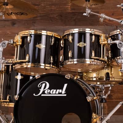 PEARL MASTERS PREMIUM BIRCH (BRP) 5 PIECE DRUM KIT, BLACK MIST, GOLD FITTINGS (PRE-LOVED) image 7