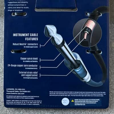 Livewire Advantage 15ft Instrument Cable – 1/4" TS Male to Male Shielded Tweed image 2