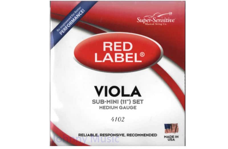 Red Label Super-Sensitive Viola String SET 11" Sub-Mini, Medium Gauge Tension image 1
