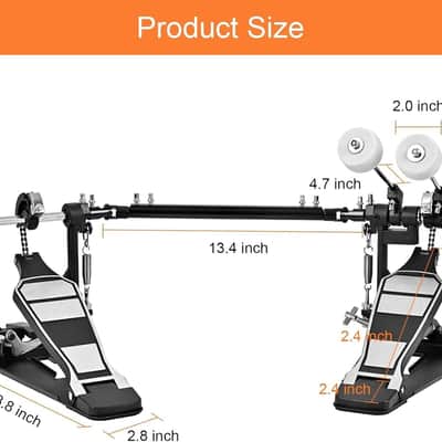 Double Bass Drum Pedals Double Drum Pedal for Drum Set Kit and Electronic Drums | Single Chain image 2