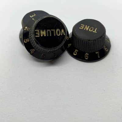 Set of 3 Hand Aged Fender knobs BLACK, relic, aged, Stratocaster, 59 Parts image 6