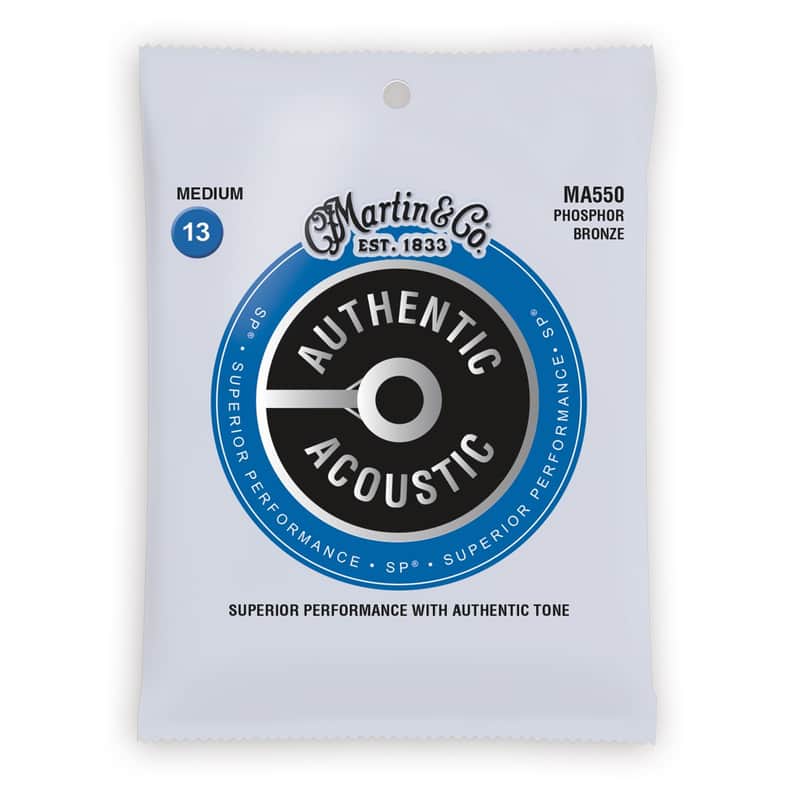 Martin MA550 Authentic Acoustic SP Phosphor Bronze Acoustic Guitar Strings - Medium (.13 - .56) image 1