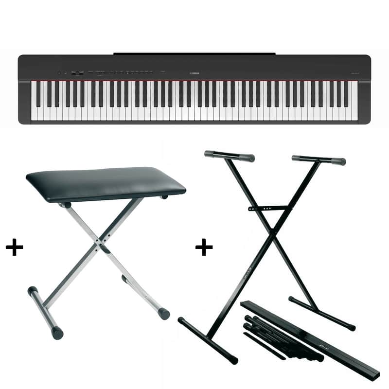 Pack Yamaha P225B - Piano numérique compact - touché lourd + Stand en X + banquette - 88 touches - Noir image 1