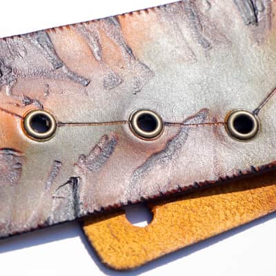 burnyblack vintage distressed guitar strap - big dipper green/brown/yellow image 9