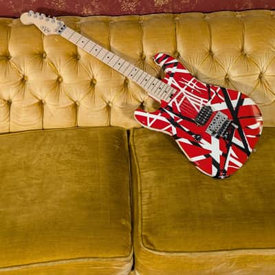 EVH Striped Series Left Handed Electric Guitar - Red, Black and White Stripes image 13