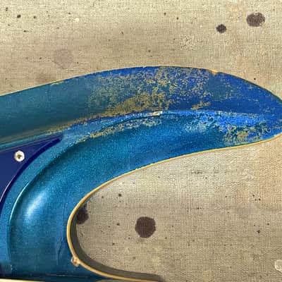 1960's Guyatone EB-9 “Sharp 5” MIJ Blue Sparkle Bass Guitar c~1967 Needs Repair image 12