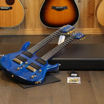 1992 Carvin DN612 6/12 String Double NeckNeck-Thru  Electric Guitar Blue & Gold + OHSC