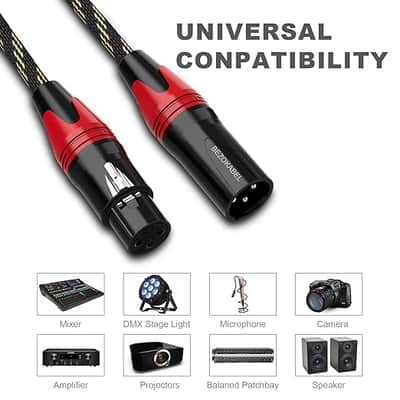 XLR Cables, XLR Microphone Cables 10ft 6 Packs Nylon Braided, Balanced XLR Speaker Cable 3-Pin Male to Female Mic Cable for Microphones, Mixer and Speaker Systems image 5
