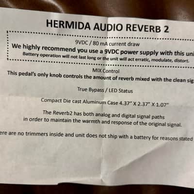 RARE Hermida Audio Reverb 2 - 2013 - Black - MIB - Original Owner - Quick Ship image 3