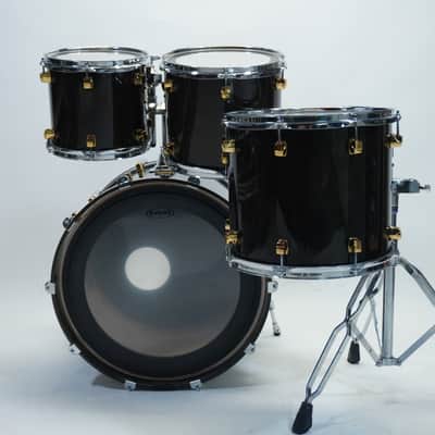 YAMAHA MAPLE CUSTOM 4-PIECE SHELL SET 22/10/12/14 IN BLACK LACQUER image 5