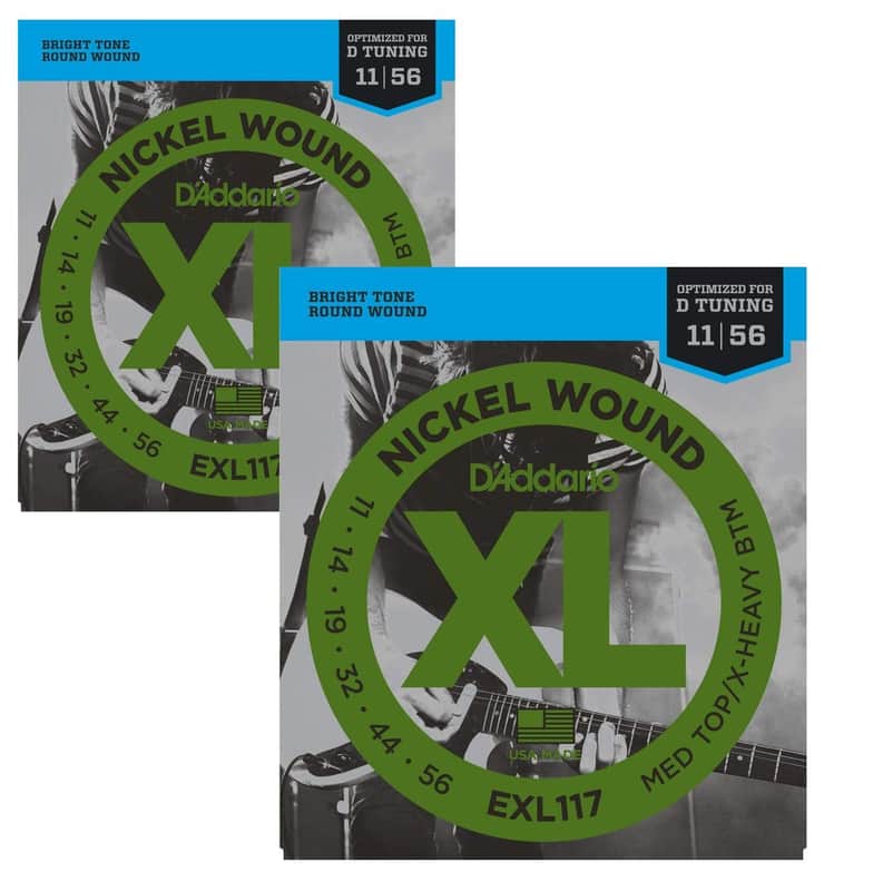 D'Addario EXL117 med top ex heavy bottom 11-56 electric guitar strings (2 PACKS) image 1