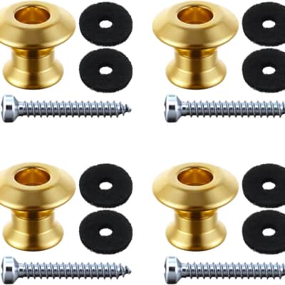 4 Set Guitar Strap Button Compatible with Straplok, Dual Design Strap Locks Electric Guitar, 360° Rotating Lock Button for Bass/Ukulele (Gold) image 1