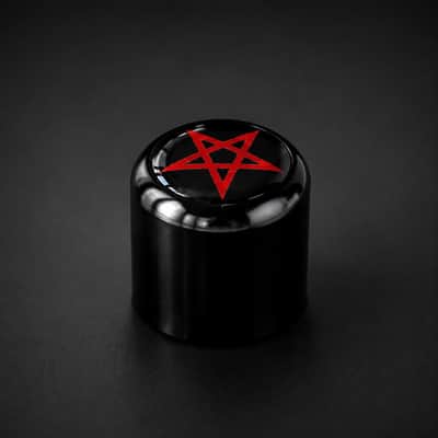 Guitar Monkey Red Pentagram Badge Volume Knob - Guitar Button - Black Aluminium image 1