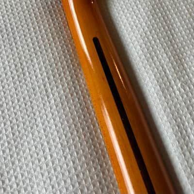 Fender Squire Tele,Telecaster Guitar NECK, CUSTOM UPGRADED to simulate a 60's Neck, with a NEW vintage Nitrocellulose Amber Finish,Kluson style tuners, New Vntage Tele Neck Logo decal image 11