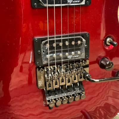 Schecter C1 FR  2022 - metallic Red inventory clear out floyd rose with gigbag image 3