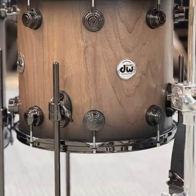 DW COLLECTOR'S PURE WALNUT 22-10-12-14-16 NATURAL TO QUICK EBONY BURST BLACK NICKEL HARDWARE image 10
