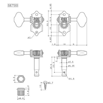 Gotoh 3L+3R Gotoh SE700-06M Butterbean Acoustic Guitar Tuners. Nickel Finish. image 2