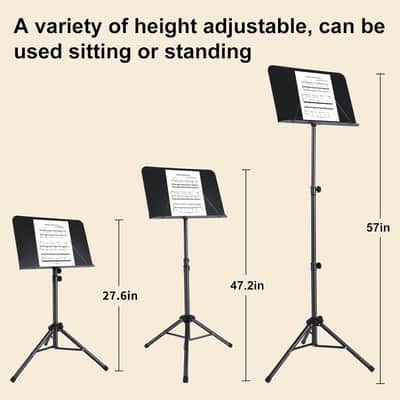 Sheet Music Stand,5 in 1 Dual-Use Folding Sheet Music Stand & Desktop Book Stand with Portable Carrying Bag & Music Sheet Clip Holder & Sheet Music Book image 3