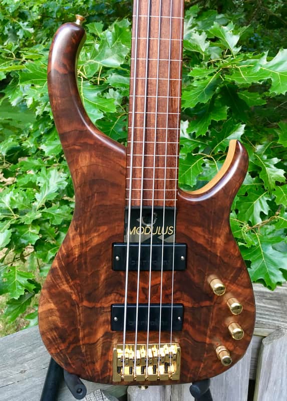 Modulus Q5 lined fretless 1999 figured Walnut top image 1
