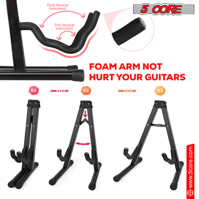 Amazon: 5 Core Guitar Stand Floor Adjustable Heavy Duty A Frame Universal Folding Acoustic Electric Bass Mandolin Banjo Violin Stands For On Stage Studio image 4