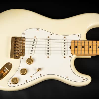 1980 Fender The STRAT with Maple Fretboard - Olympic White | USA Fullerton Vintage Stratocaster Dan Smith Era 22-Karat Gold Hardware Matching Headstock | OHSC image 4