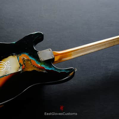 Fender Stratocaster Black/Blue over Sunburst Inspired by Joe Strummer Aged Heavy Relic (RARE) image 14