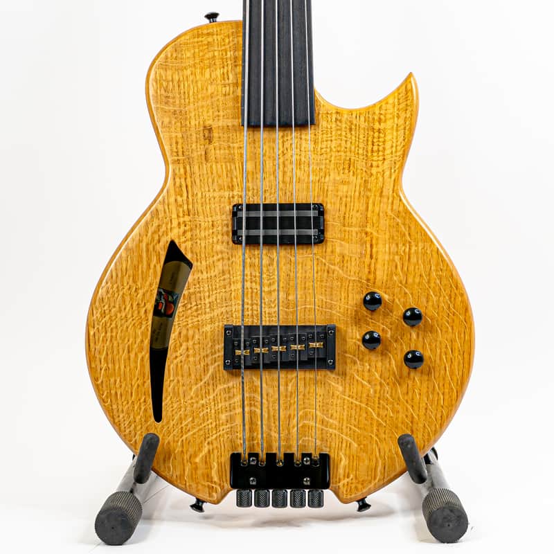 2017 Chris Larkin ASAP DB5 5-String Fretless Headless Bass Guitar w/ 330 Year Old Figured Irish Oak Top, Alumitone Humbucker, RMC Bass Excellence Piezo System, 32” Scale image 1