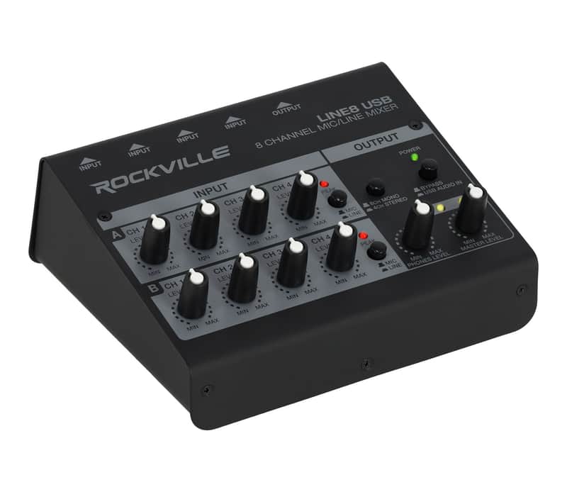Rockville LINE8 USB 8 Channel Mic/Line Mixer w/ USB Computer Recording Interface image 1