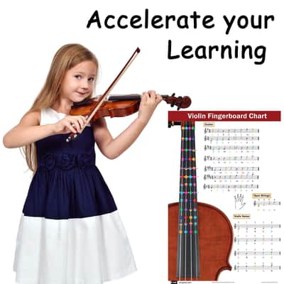 Violin Fingering Chart With Color-Coded Notes, Learn Violin Scales Techniques Suitable For All Levels, Made In The Usa image 5