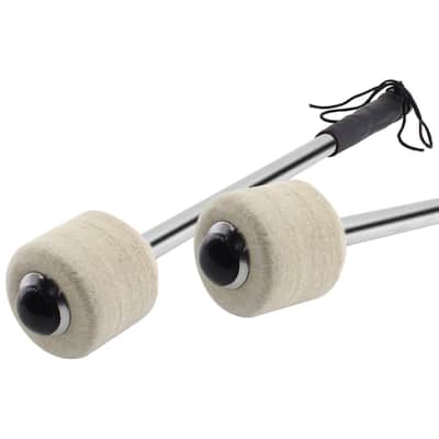 2 Pcs Drum Mallet 13.8 Inches Length, Wool Felt Drum Stick, Anti-Slip Bass Percussion Sticks, Instrument Band Accessory Part For Drums Snare Drums, Beige White image 2