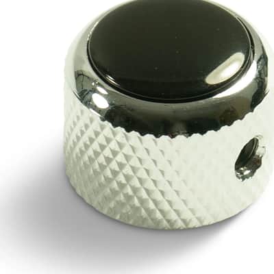 Q-Parts Knobs With Black Inlay - Dome Chrome