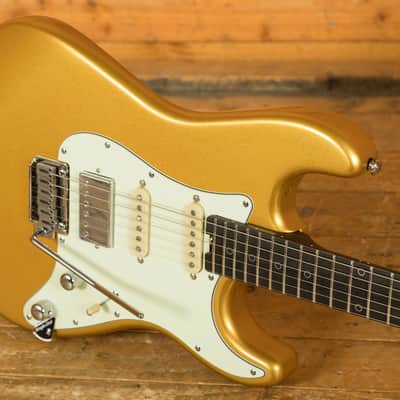 Schecter Nick Johnston Trad 10th Anniversary HSS - Ebony - Atomic Saffron image 5