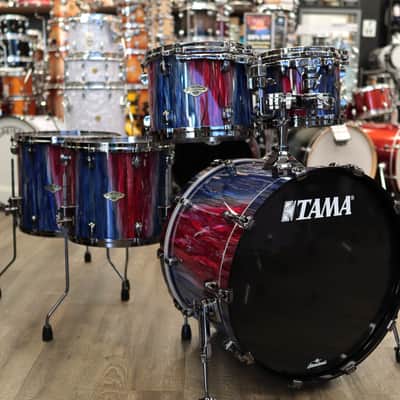 Tama Starclassic Walnut/Birch 5-piece Shell Pack 10/12/14/16/22 (Crimson Saphire Cascade w/ Black Nickel Hardware) image 4