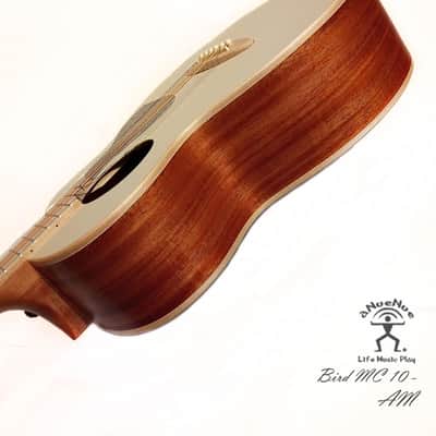 aNueNue Bird MC10 - AM Almond Milk Solid Sitka Spruce & Mahogany Travel Guitar image 7