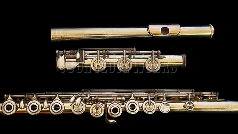 William S. Haynes 14k White Gold Flute #53151 with Silver Keys image 1