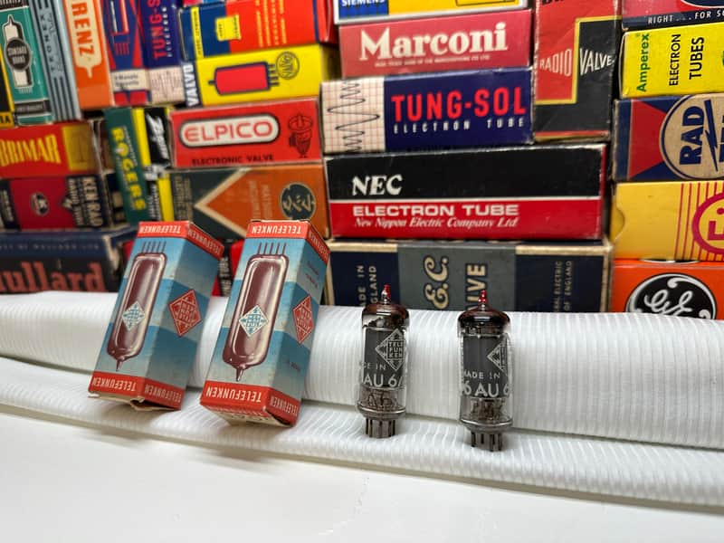 2 RareVintage SameCode 6AU6 EF94 Telefunken <> DiamondGermany /RedTip Special Editions Low Noise /1955 TopToneYear /Grail Mic Tube SonyC800G image 1