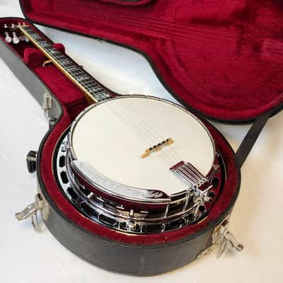 Vintage Iida 240P Plectrum Banjo, Masterclone, Archtop Tone Ring, Japan, 1970s, Mahogany Resonator, Pickup Mod, w/HSC image 1