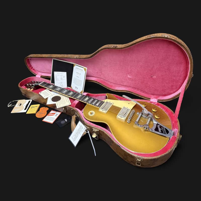 Gibson Custom Shop M2M 1957 Les Paul Goldtop Darkback Reissue • Murphy Lab Heavy Aged • Bigsby • Lower Logo • Aged Case 2024 - Double Gold image 1