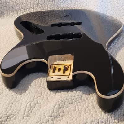 ( The last ) Mirror black ,Roasted Alder body. Made to fit a Jazz Bass neck. Only 5.1 lbs image 7