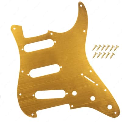11-Hole SSS Metal Strat Pickguard and Matching Back Plate - Orange Gold Aluminum image 2