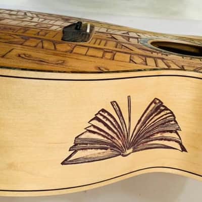 Blueberry Handmade Dreadnought Guitar Bookstore Motif image 7