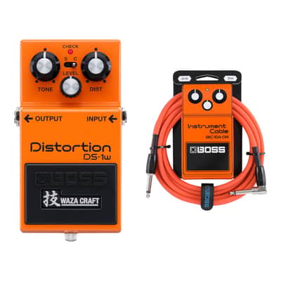 BOSS DS-1W Waza Craft Distortion + BIC-10A-OR 10ft Instrument Cable, Orange image 1
