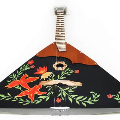 Balalaika Prima 3 strings made in Ukraine by Trembita Folk Musical Instrument Handpainted Black Beautiful Sound image 3