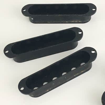 Genuine Fender Japan USA Strat MIJ 80s Stratocaster Knobs Pickup Covers Guitar Relic Black image 11