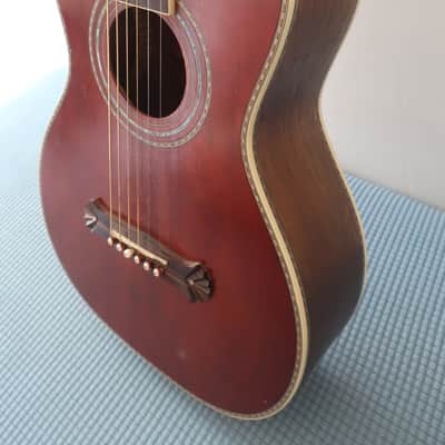 Red Stained Version 2016 Washburn R314KK Spruce/Trembesi Parlor Guitar Rare 1890s Golden Era Period Correct Recreation Limited Edition Long Discounted Model No Coffin Case image 9