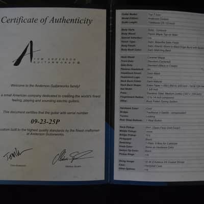 Tom Anderson Top T Icon, 2025, Great condition, OHSC & paperwork, Anderson Custom Guitar works image 3